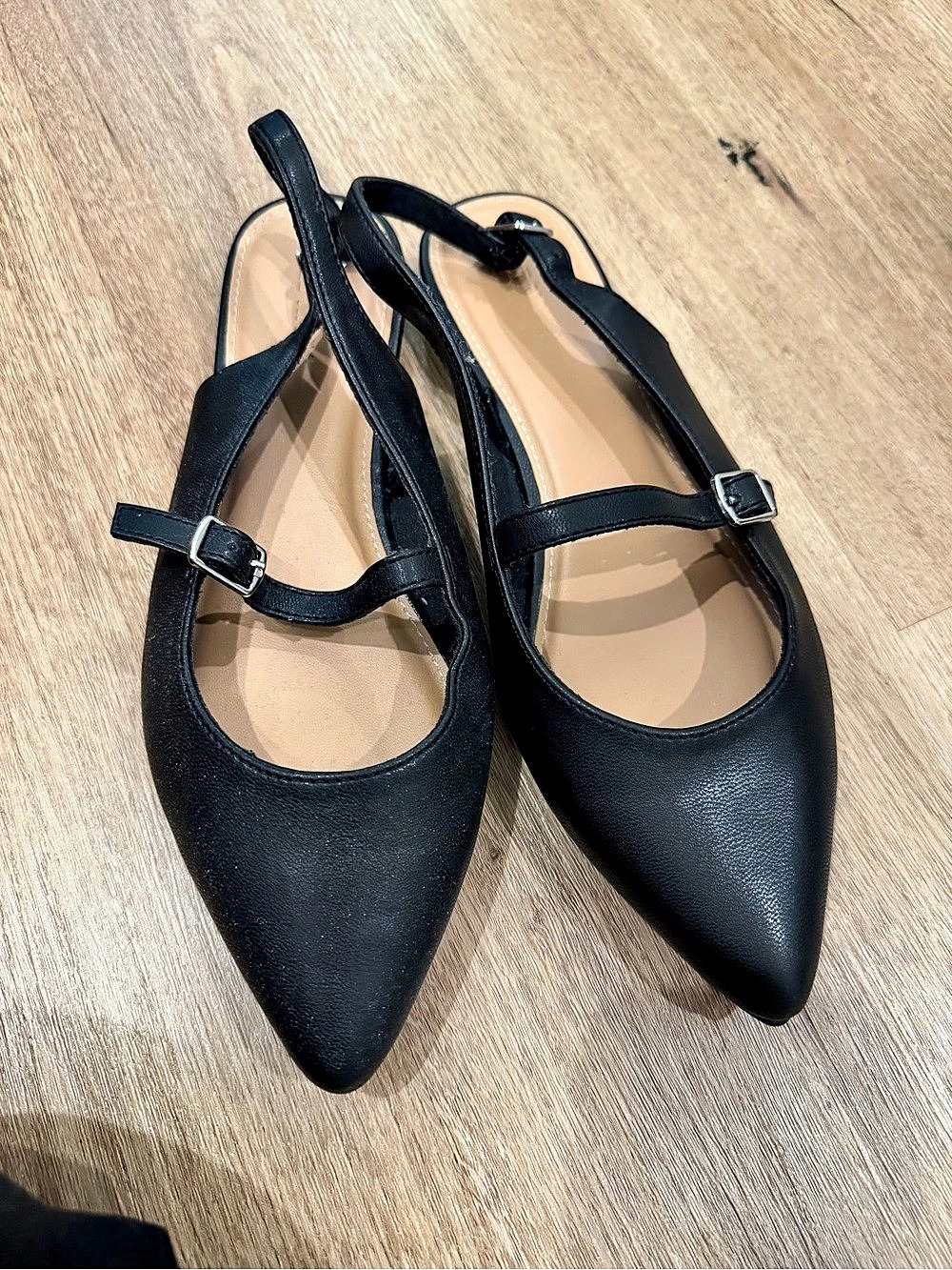 Old Navy Slingback Mary Jane Flats Pointed Toe Black US 8